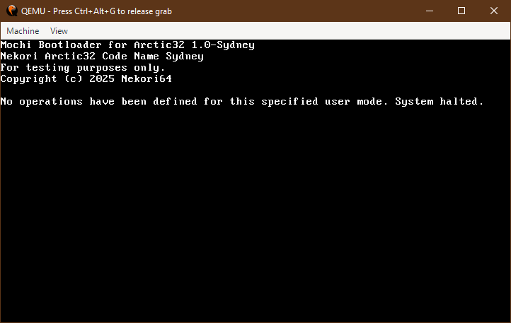 The build running under QEMU