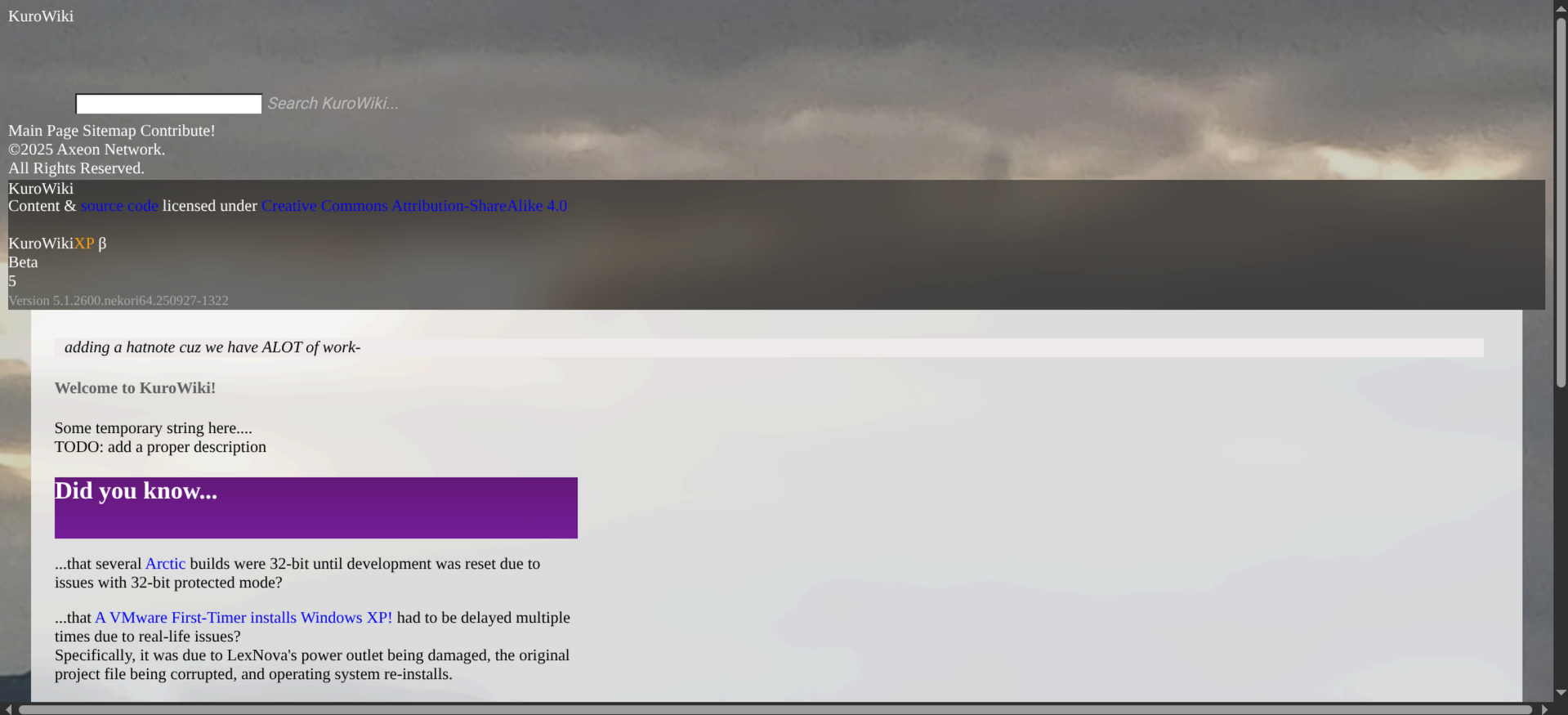 Default broken home page