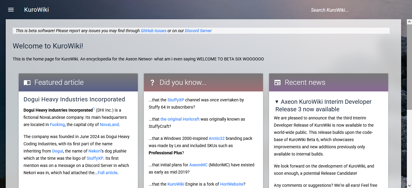 Home page (light mode)