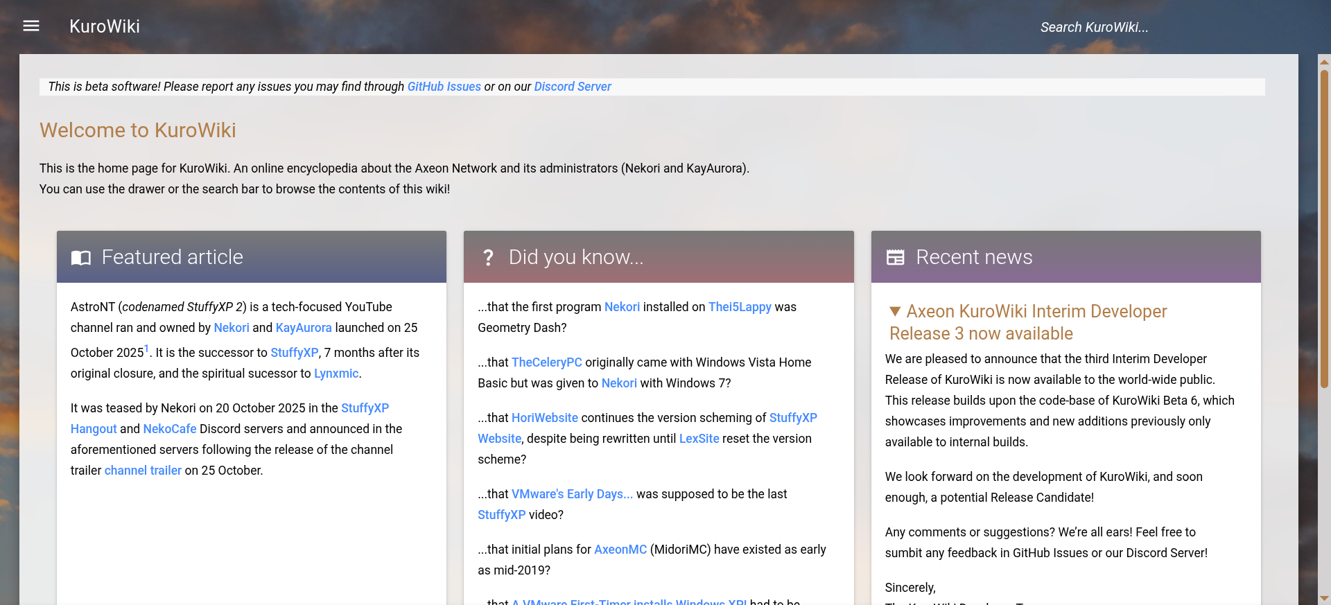 Home page (light mode)