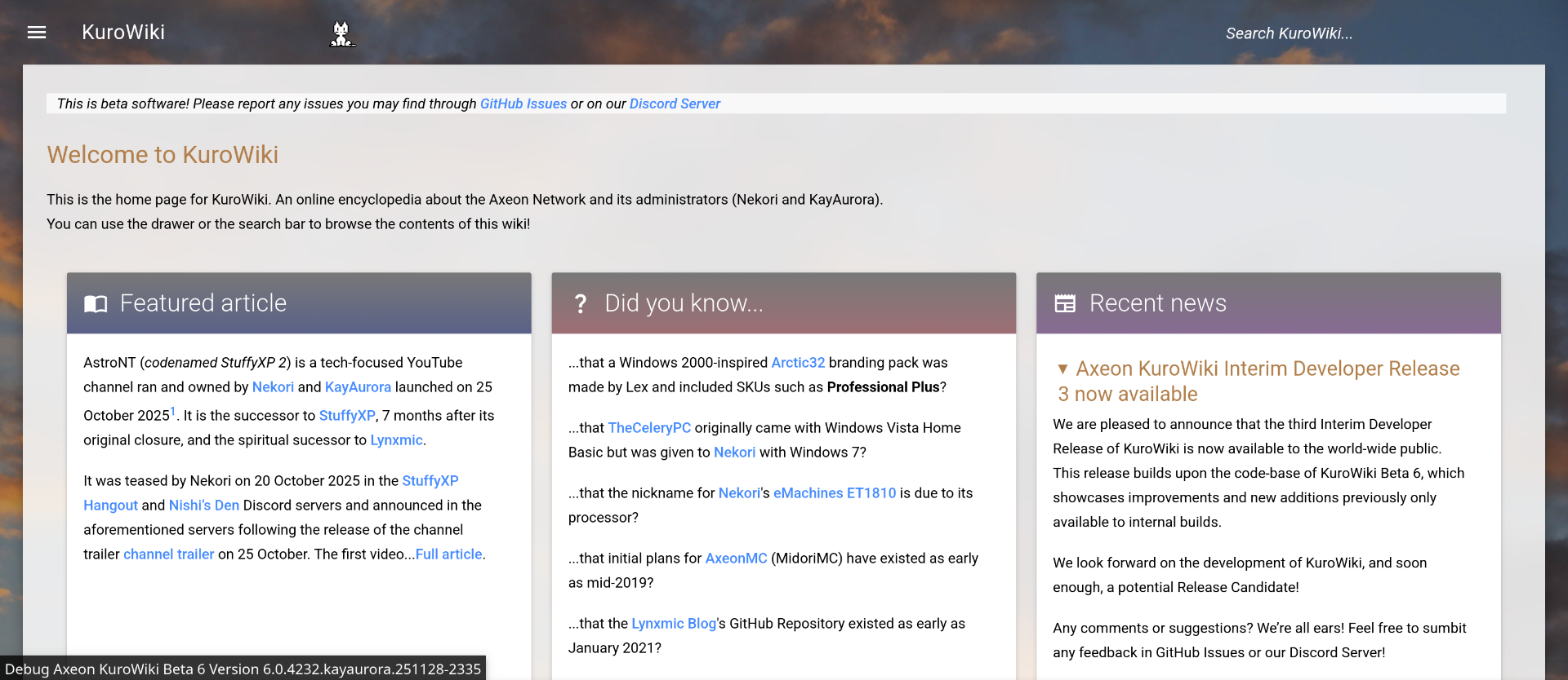 Home page (light mode)