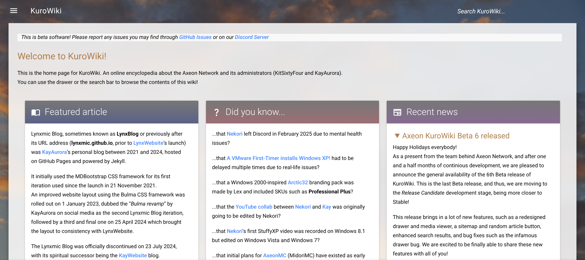 Home page (light mode)