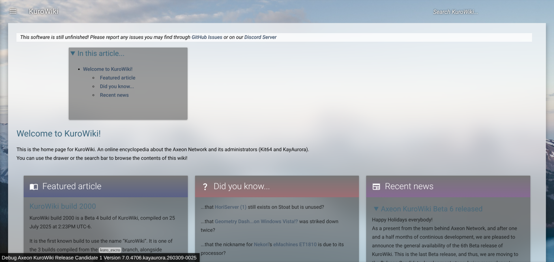 Home page (light mode)