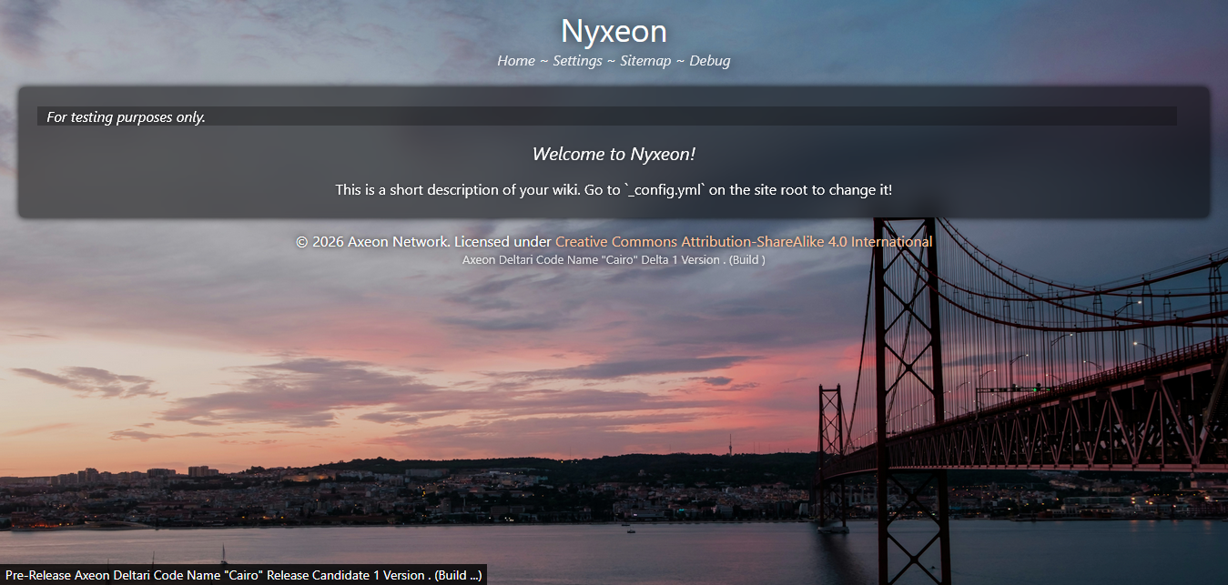 The homepage of Nyxeon.