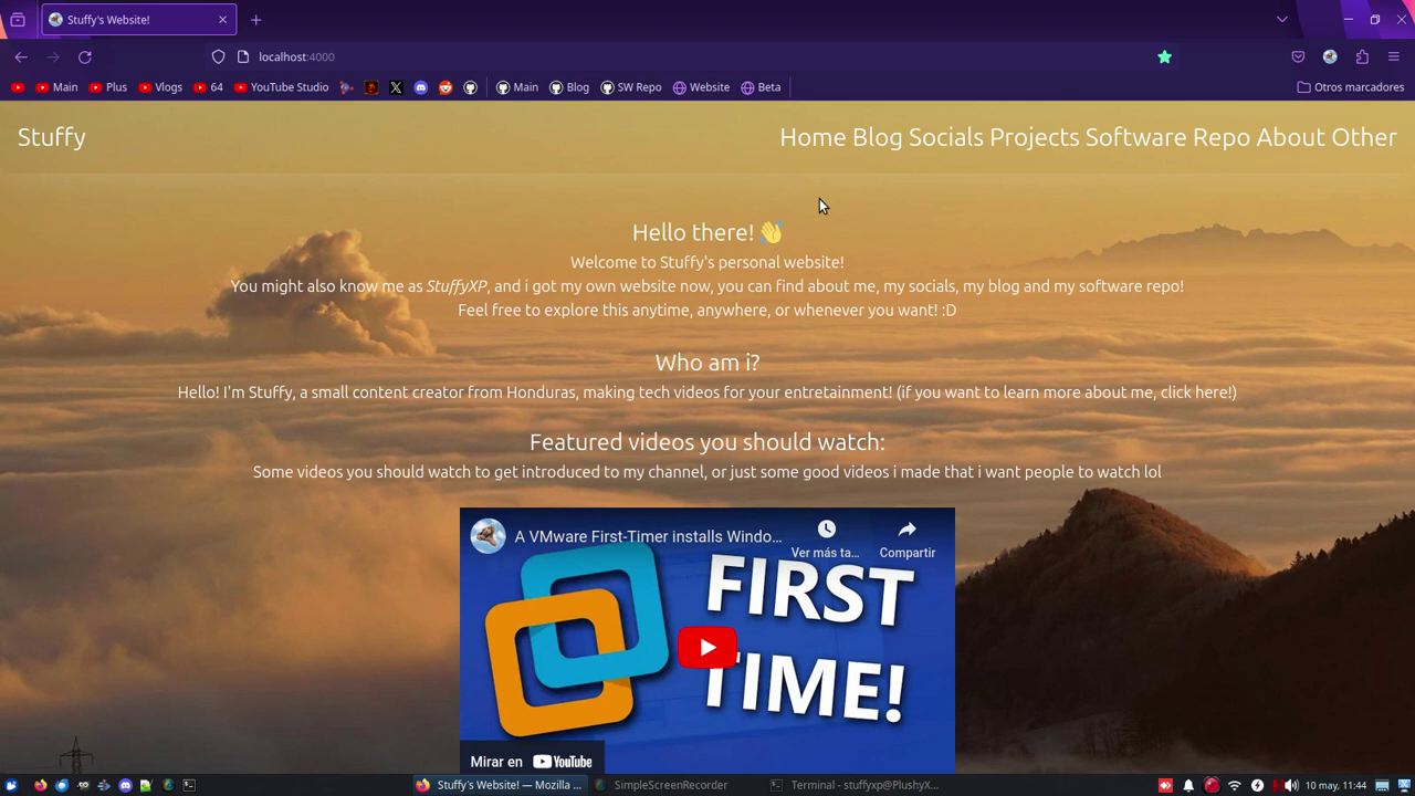 Screenshot of the Stuffy's Website Homepage