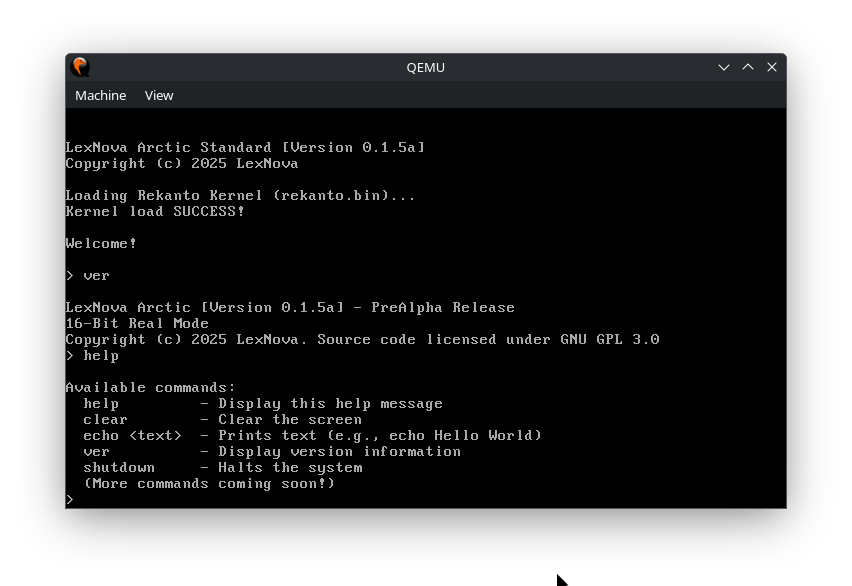 QEMU running Arctic v0.1.5a