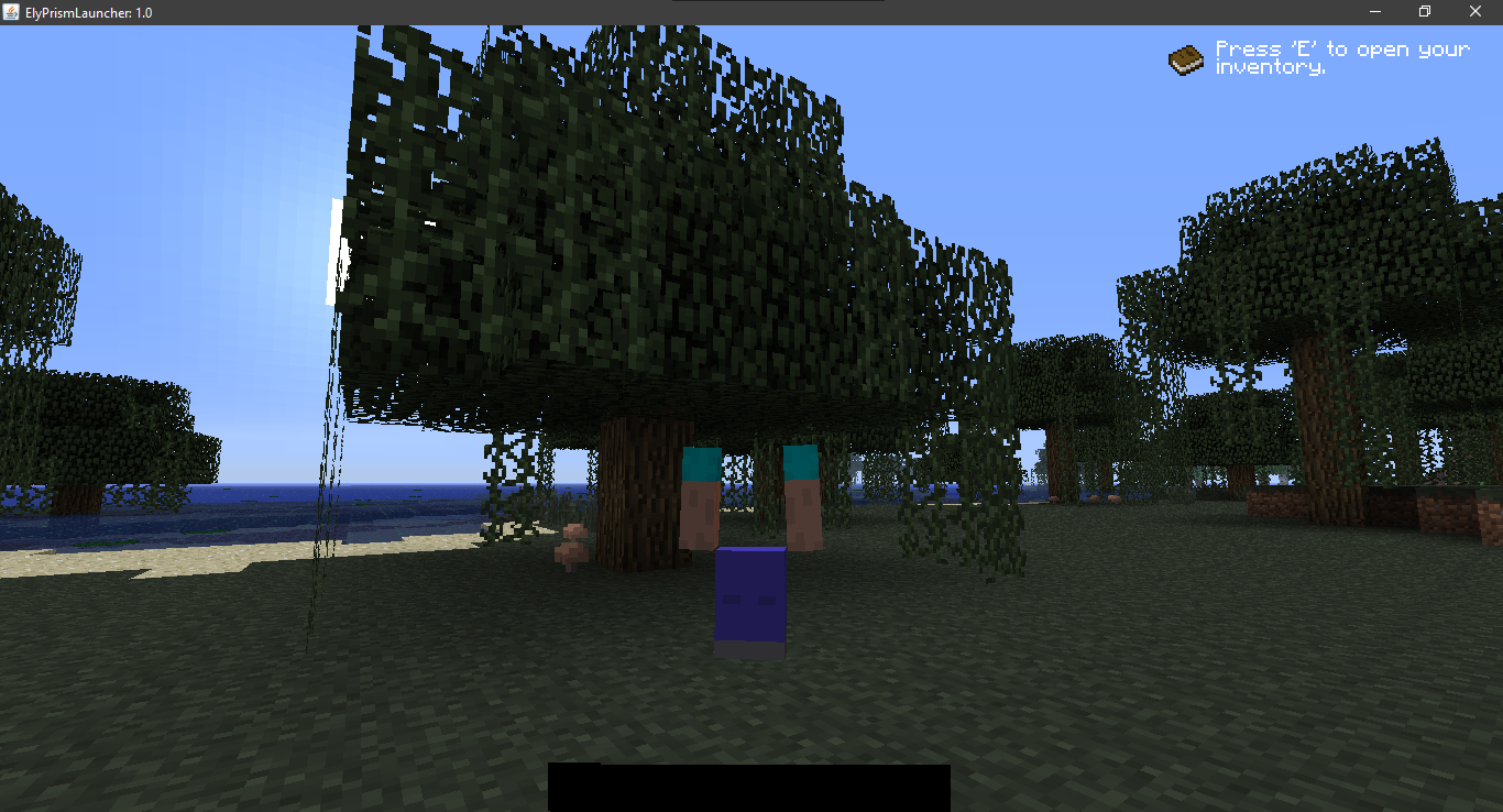 A Minecraft 1.0 window where the Steve model, hotbar and achievement get panel are all broken.