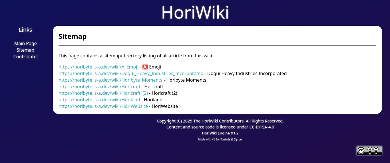 The Sitemap in Alpha 1.2