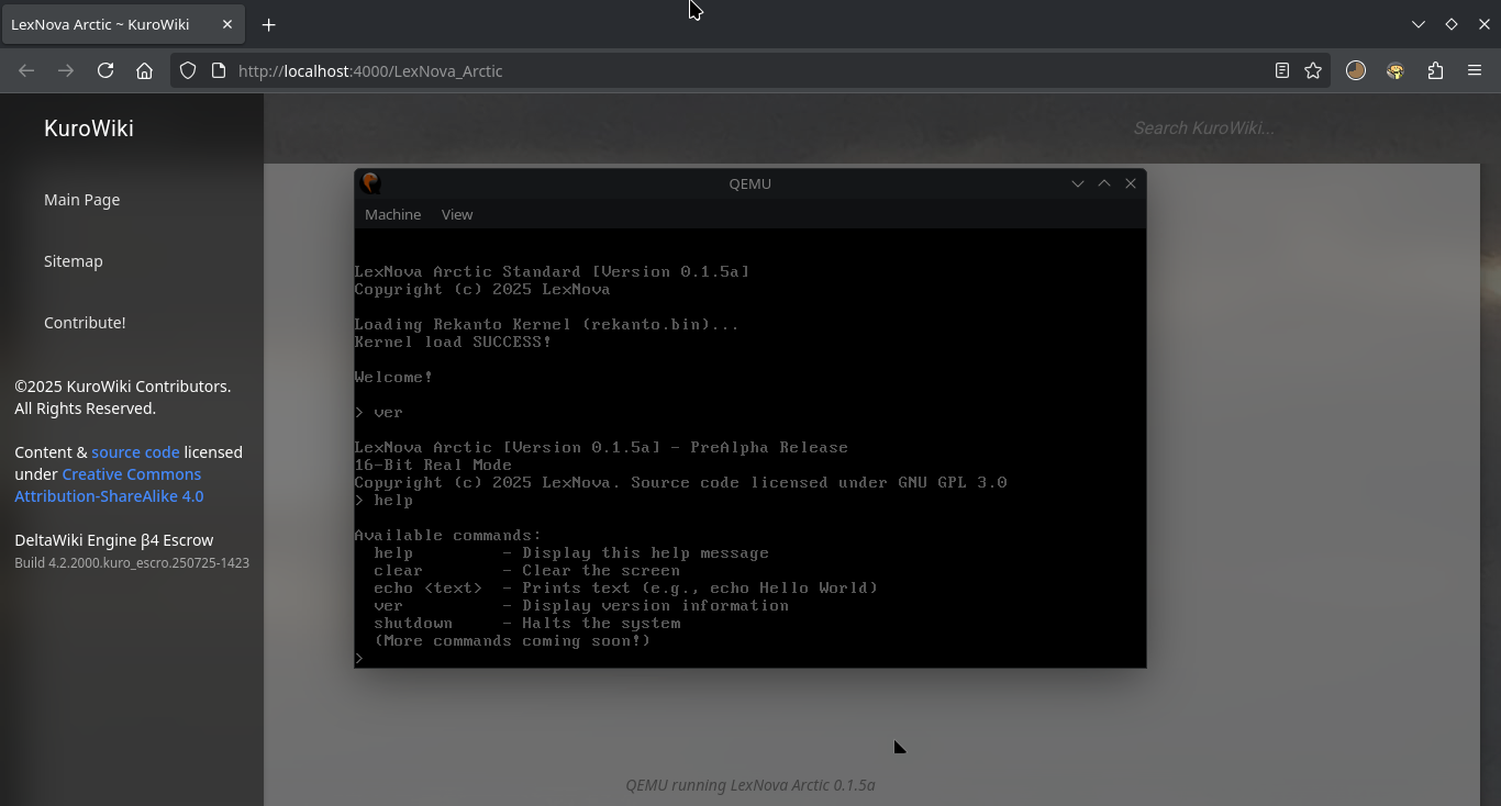 Screenshot of KuroWiki 4.2 build 2000