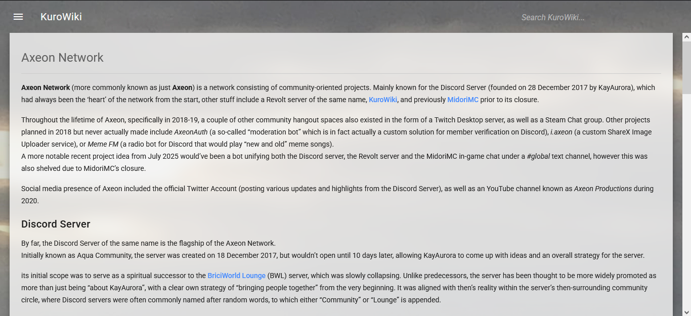 An article (featuring the <a href='Axeon_Network'>Axeon Network</a> article)