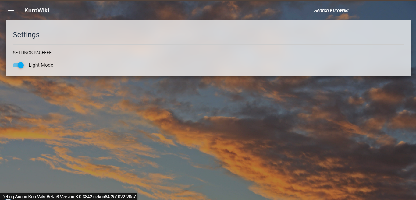 Settings with light mode enabled
