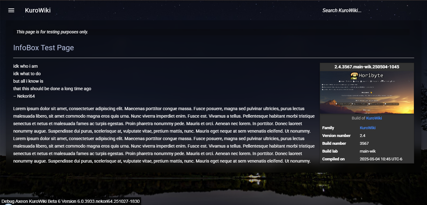 Screenshot of KuroWiki 6.0 build 3933