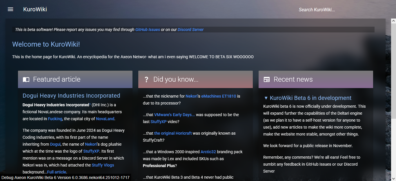 Homepage of KuroWiki build 3686