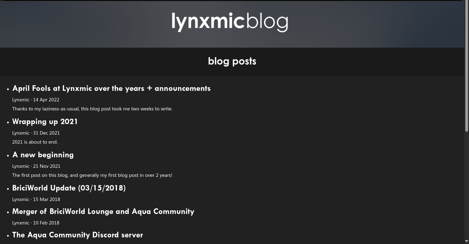 Lynxmic Blog, 14 April 2022. Fonts have been switched up and the navbar has been simplified.
