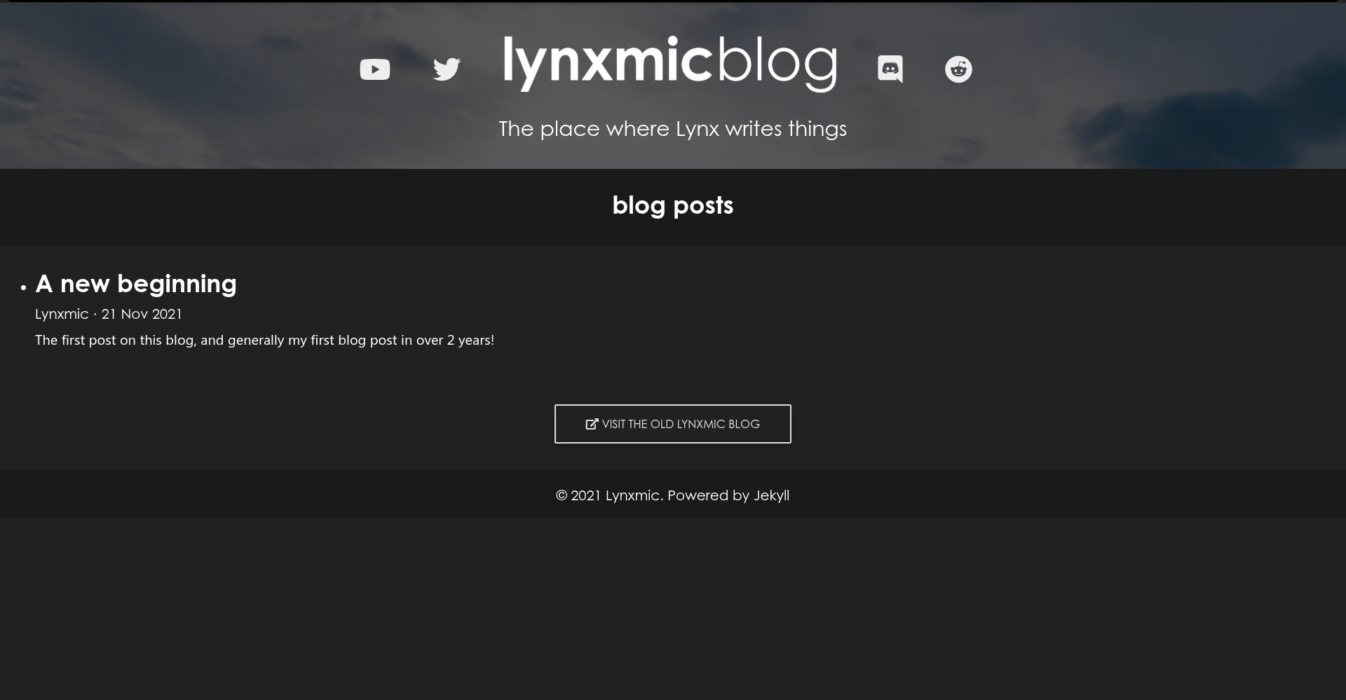 Initial iteration of the Lynxmic Blog, 21 November 2021
