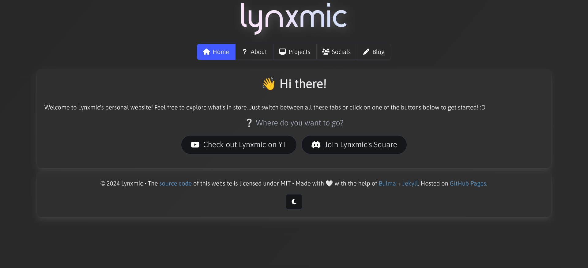 Screenshot of the LynxWebsite Homepage