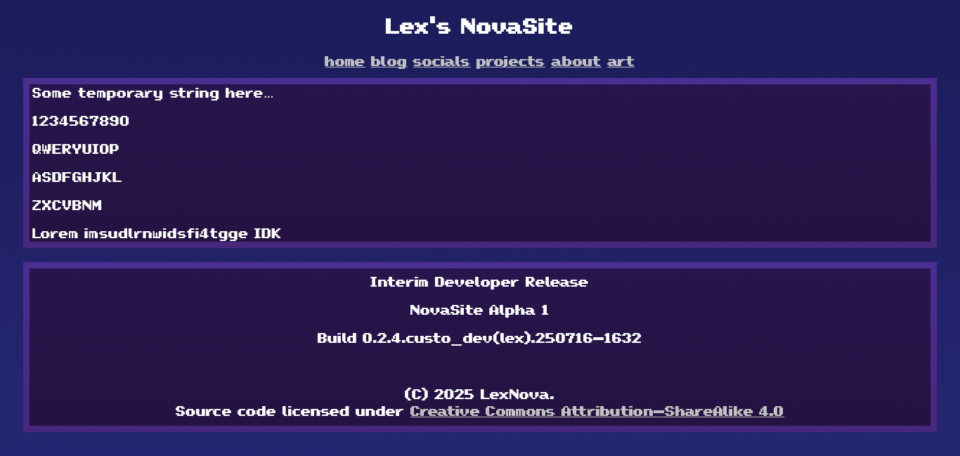 Mockup for NovaSite's design, dated 17 July 2025.