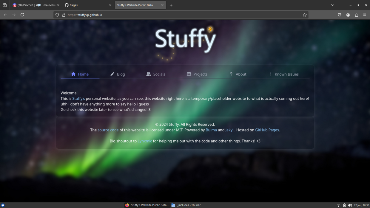 Stuffy's Website! Public Beta homepage